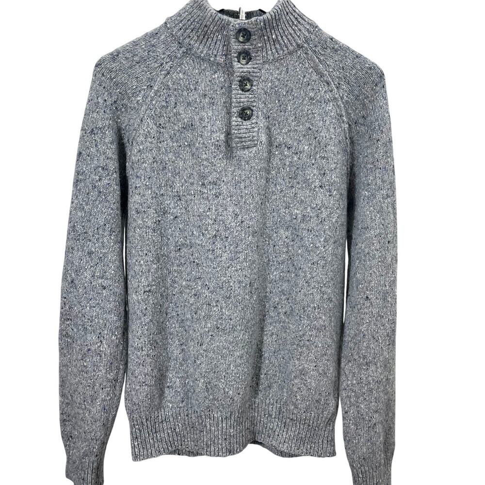 Marine Layer Men’s Filmore Fisherman Heathered Gray Sweater Grunge Prep ; Medium